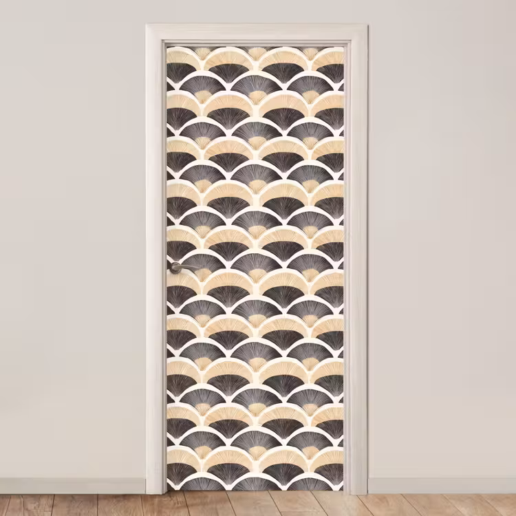 Deursticker - Waaier - Patroon - Zwart - Beige — 1