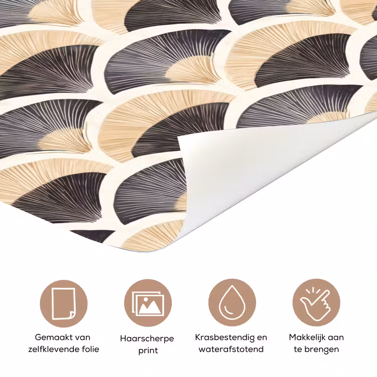 Deursticker - Waaier - Patroon - Zwart - Beige — 3