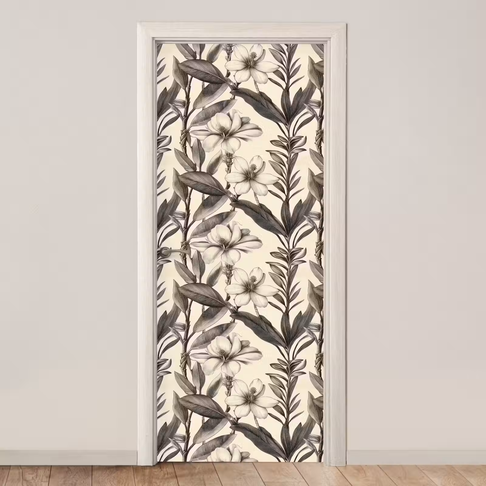 Deursticker - Klassiek - Botanisch - Zwart - Beige — 1