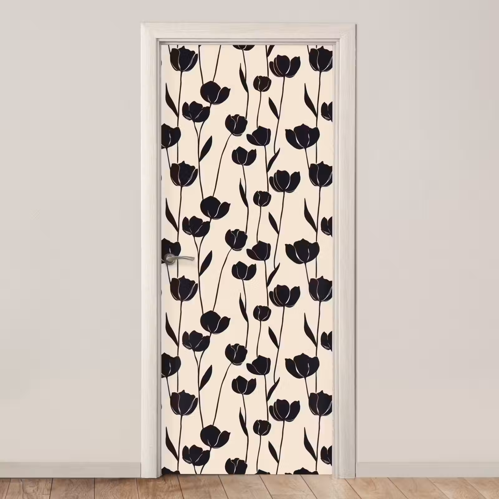 Deursticker - Tulpen - Patroon - Zwart — 1