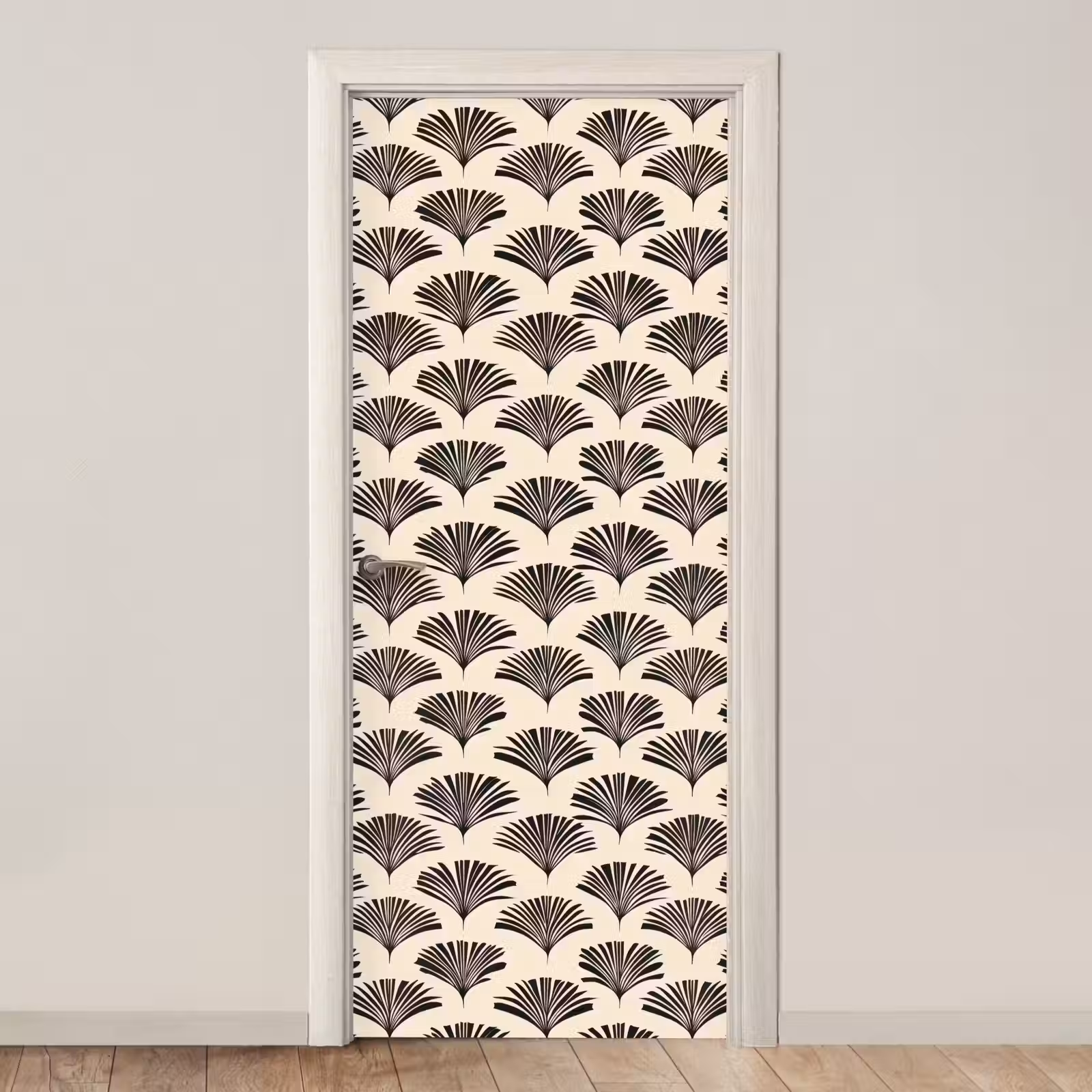 Deursticker - Waaiers - Botanisch - Zwart - Beige — 1