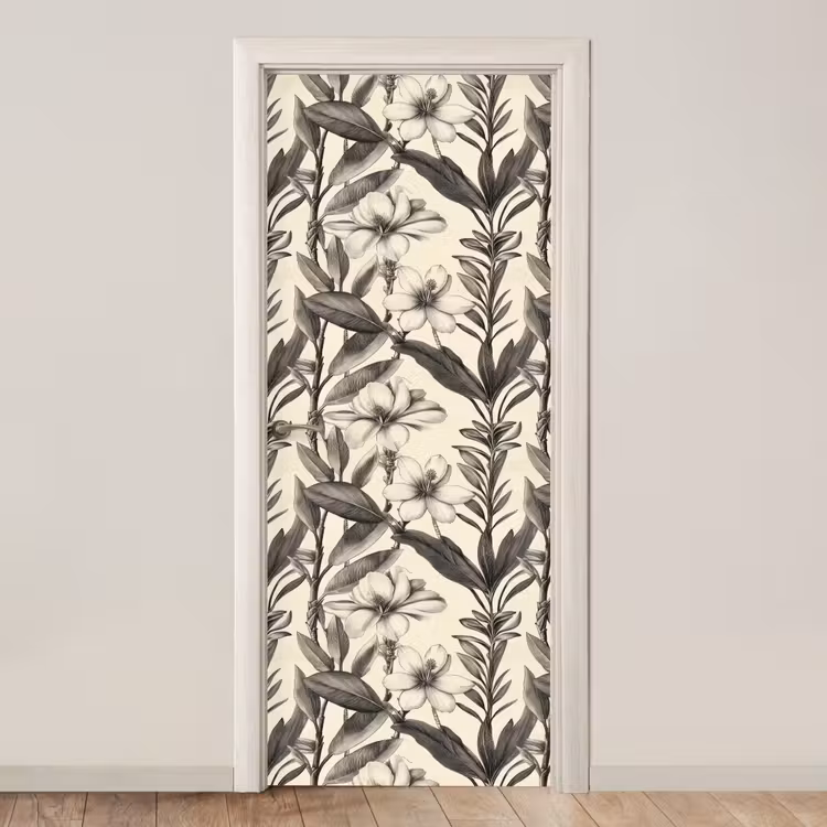 Deursticker - Klassiek - Botanisch - Zwart - Beige — 1