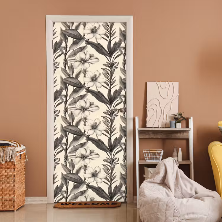 Deursticker - Klassiek - Botanisch - Zwart - Beige — 2