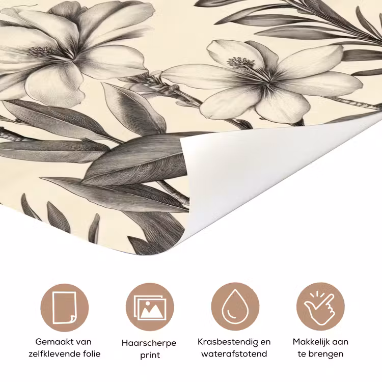 Deursticker - Klassiek - Botanisch - Zwart - Beige — 3