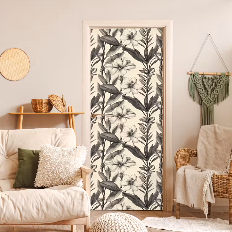 Deursticker - Klassiek - Botanisch - Zwart - Beige — 4