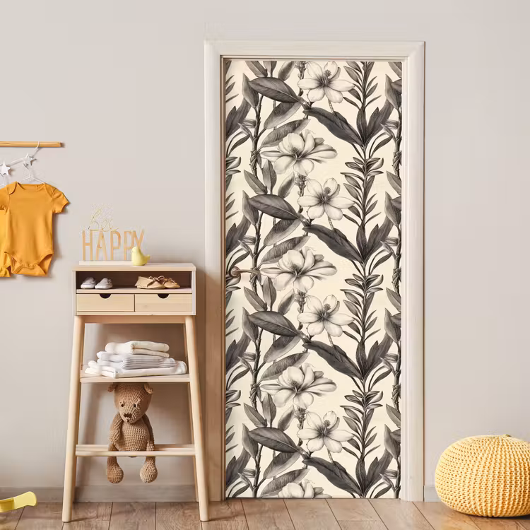 Deursticker - Klassiek - Botanisch - Zwart - Beige — 6