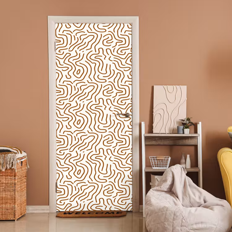 Deursticker - Minimalistisch - Patroon - Terracotta — 2
