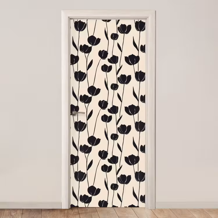 Deursticker - Tulpen - Patroon - Zwart — 1