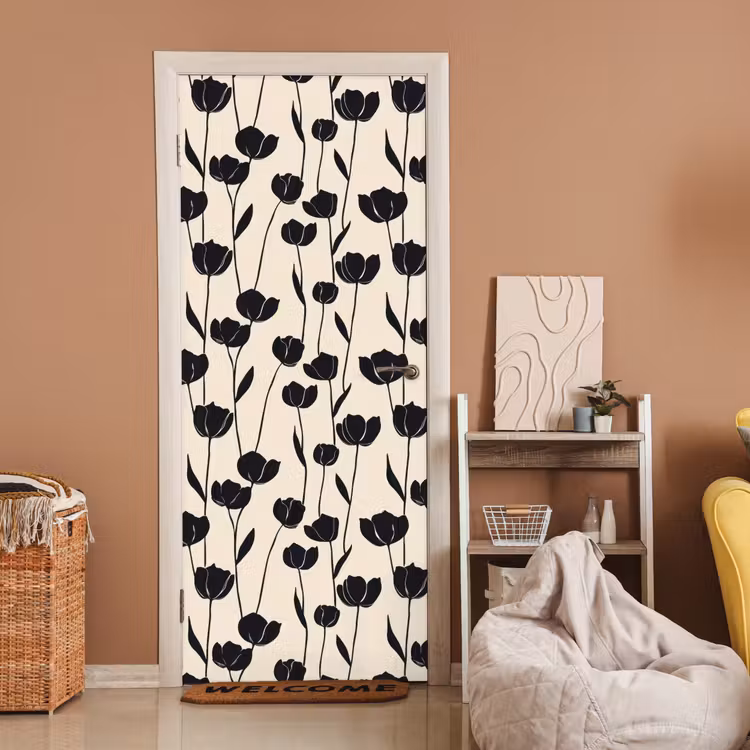 Deursticker - Tulpen - Patroon - Zwart — 2