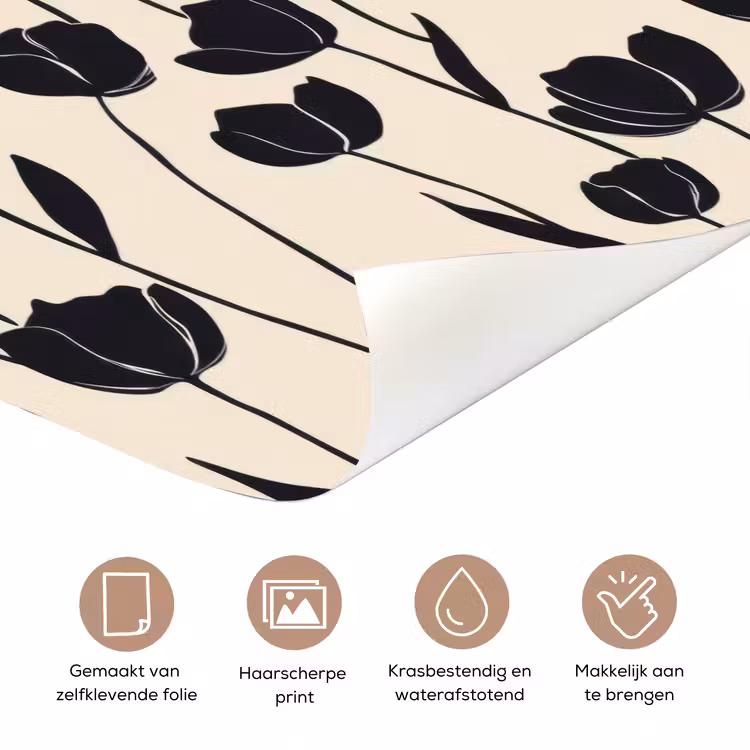 Deursticker - Tulpen - Patroon - Zwart — 3