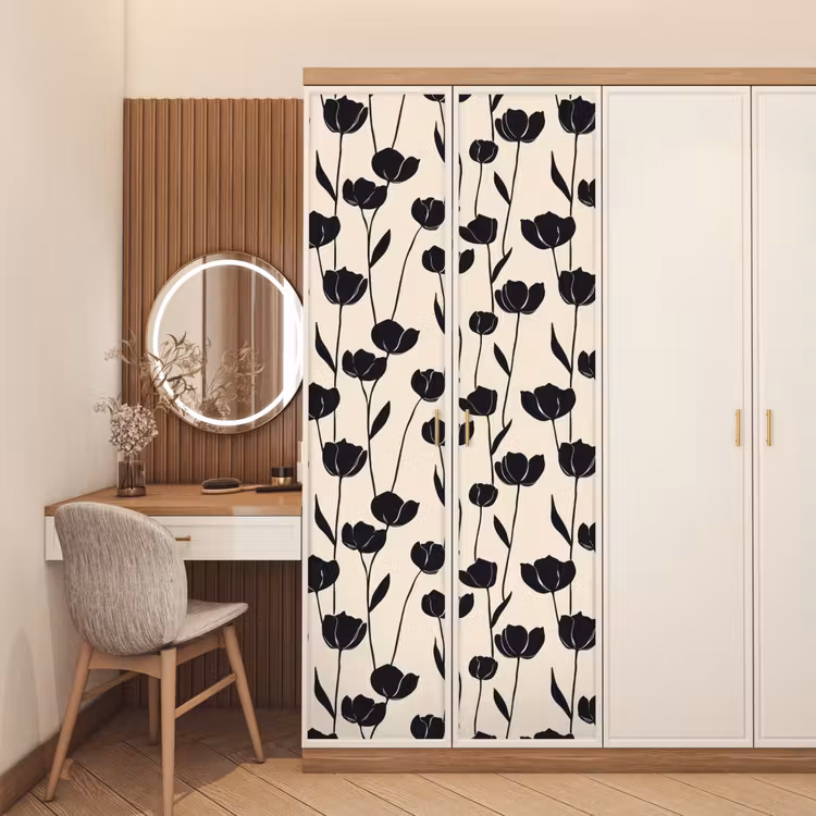 Deursticker - Tulpen - Patroon - Zwart — 5