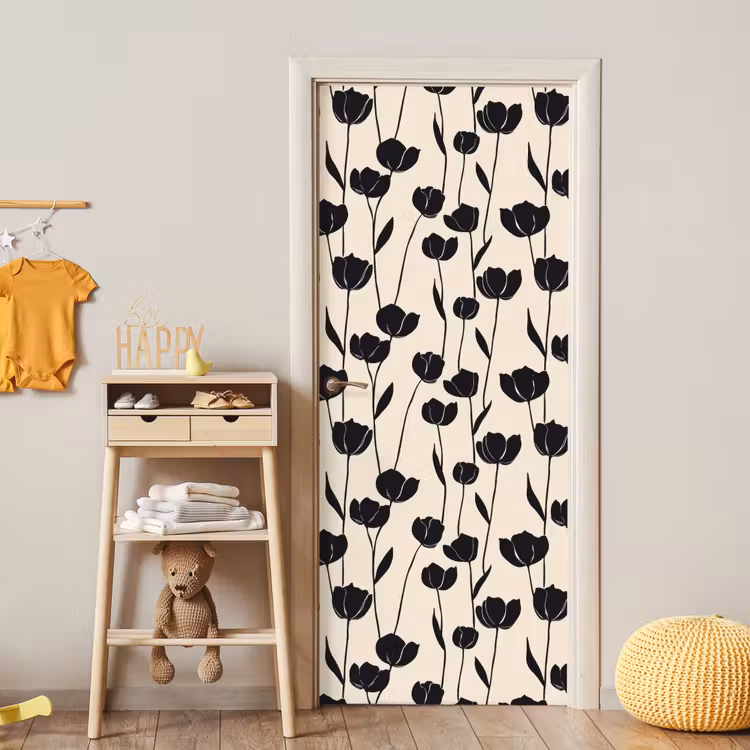 Deursticker - Tulpen - Patroon - Zwart — 6