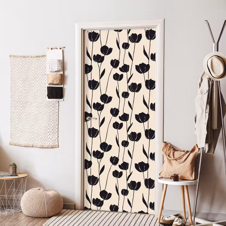 Deursticker - Tulpen - Patroon - Zwart — 8