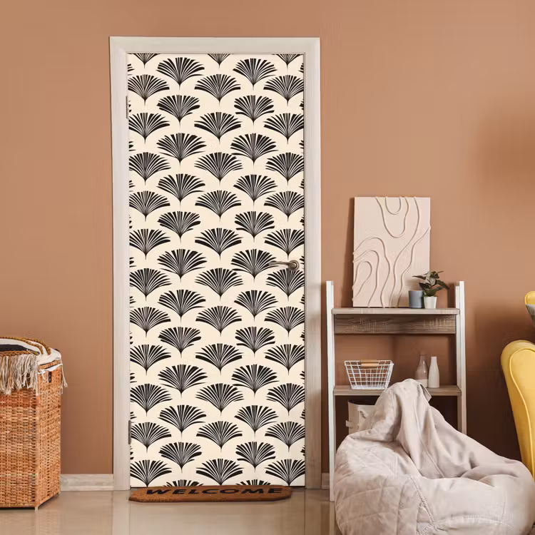 Deursticker - Waaiers - Botanisch - Zwart - Beige — 2