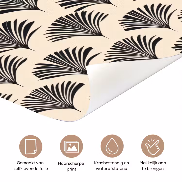 Deursticker - Waaiers - Botanisch - Zwart - Beige — 3
