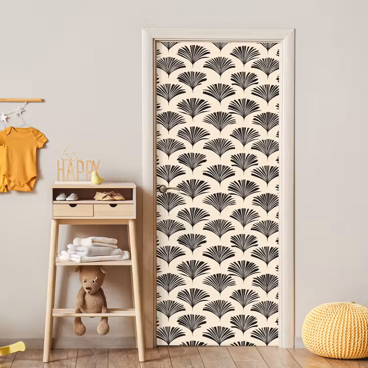 Deursticker - Waaiers - Botanisch - Zwart - Beige — 6