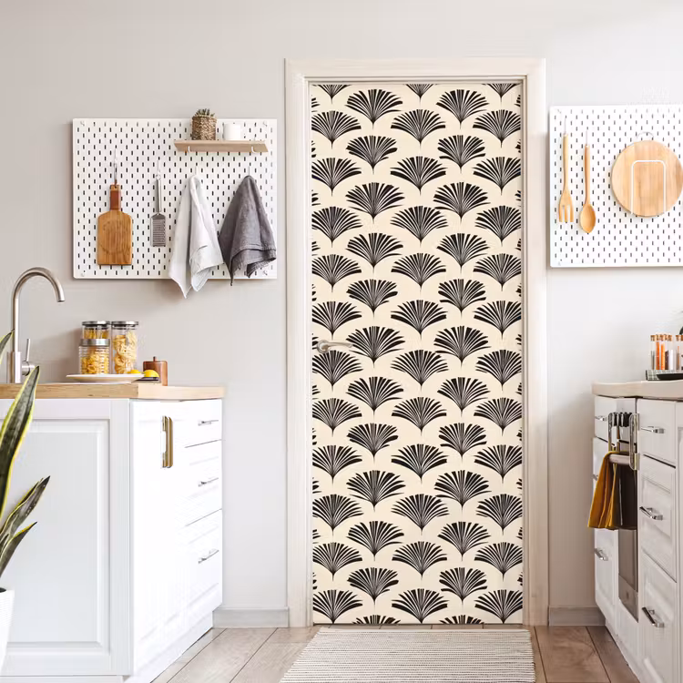 Deursticker - Waaiers - Botanisch - Zwart - Beige — 7