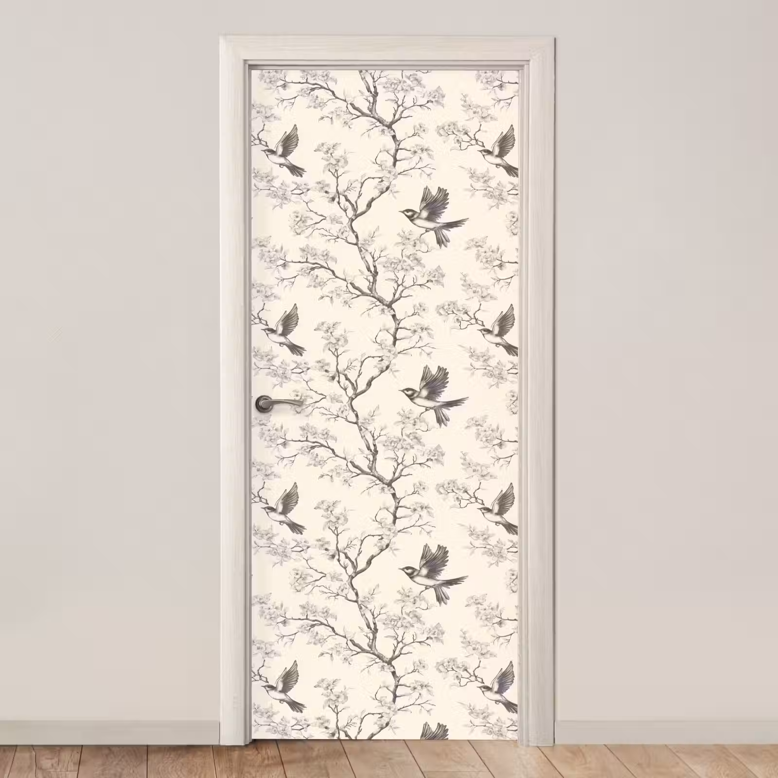 Deursticker - Takken - Vogels - Beige — 1