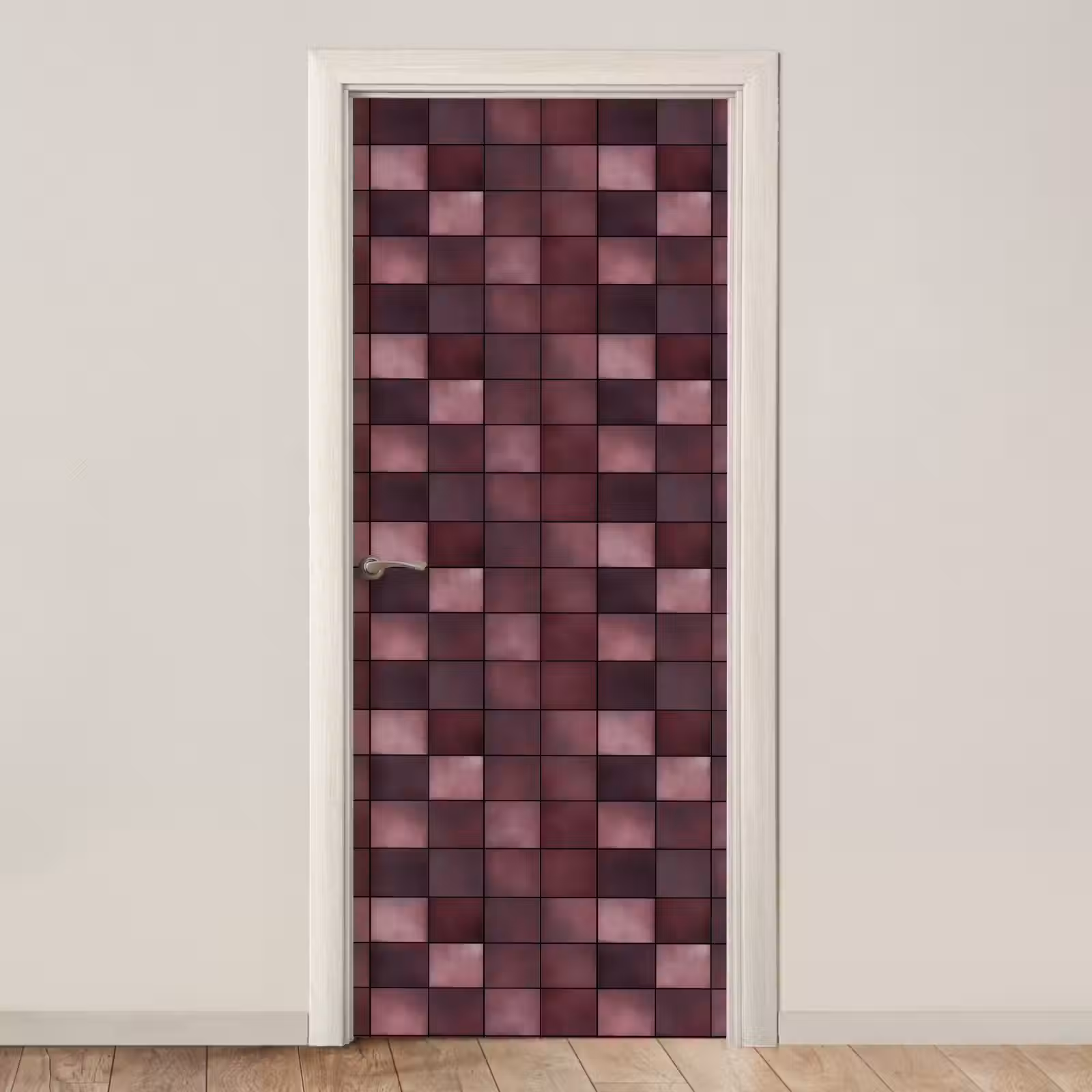 Deursticker - Vierkant - Tegel - Patroon - Paars — 1