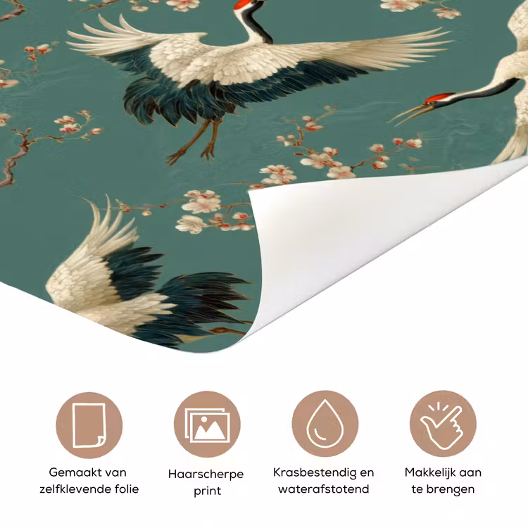 Deursticker - Kersenbloesem - Kraamvogels - Groen — 3