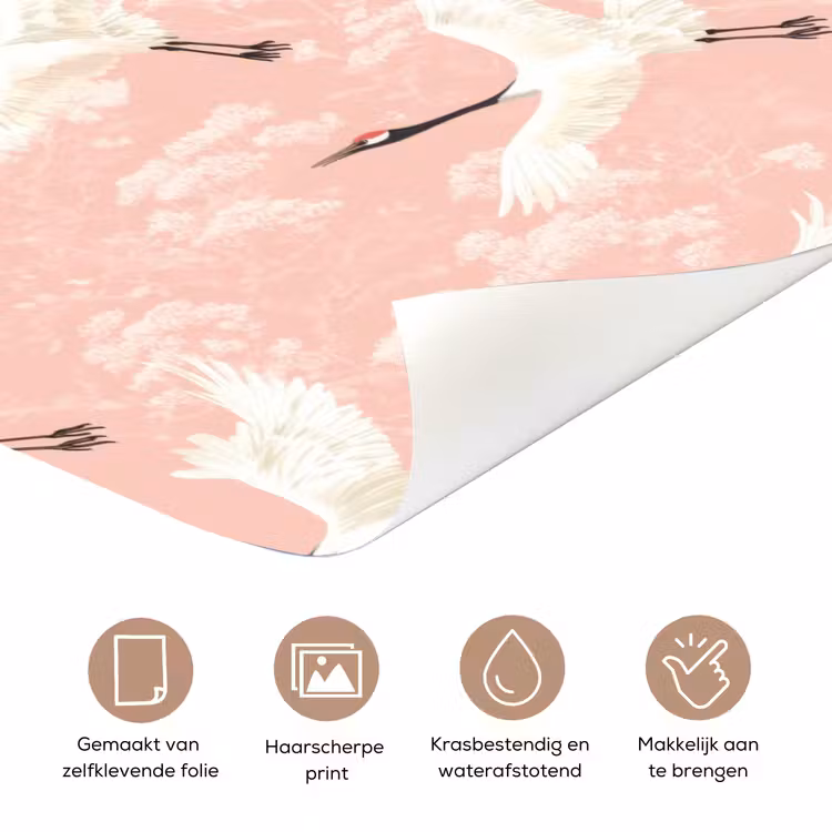 Deursticker - Kraanvogels - Bloesem - Roze — 3