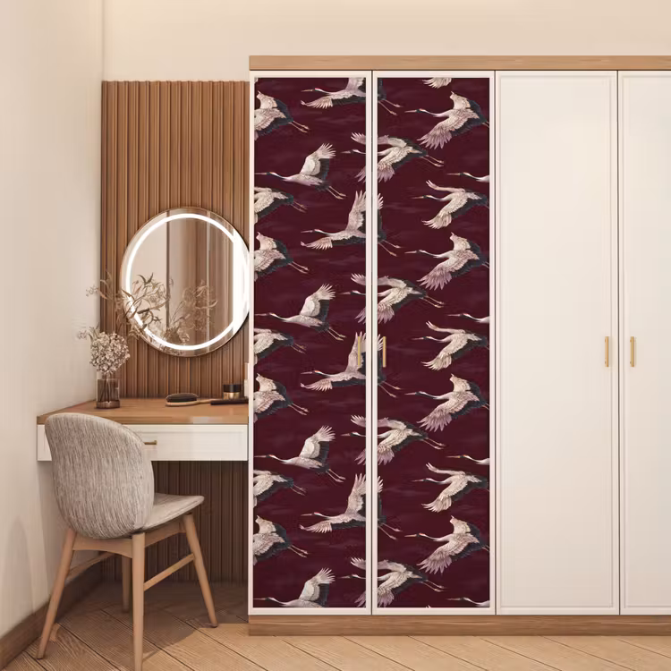 Deursticker - Kraanvogels - Klassiek - Bordeaux — 5