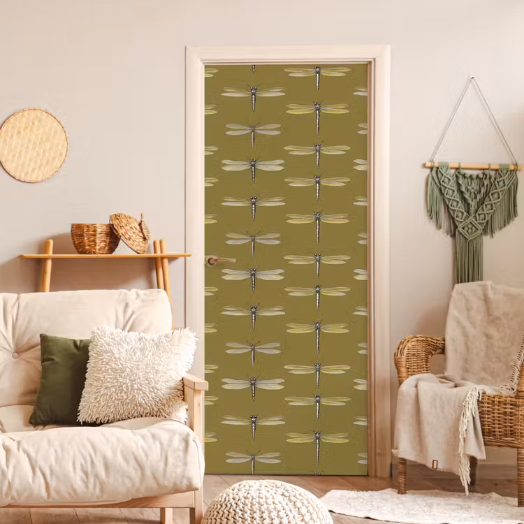 Deursticker - Libellen - Patroon - Groen — 4