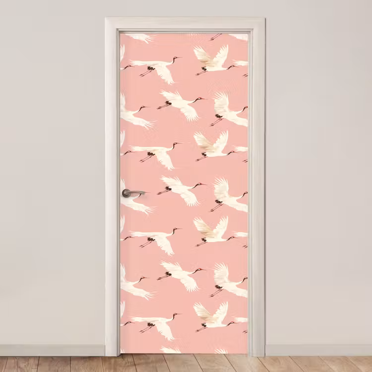 Deursticker - Modern - Kraanvogels - Roze — 1