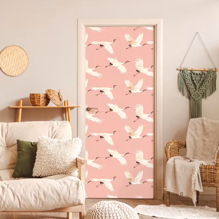 Deursticker - Modern - Kraanvogels - Roze — 4
