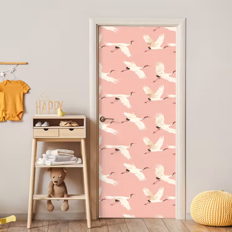 Deursticker - Modern - Kraanvogels - Roze — 6