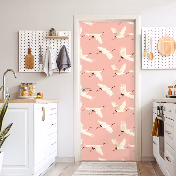 Deursticker - Modern - Kraanvogels - Roze — 7