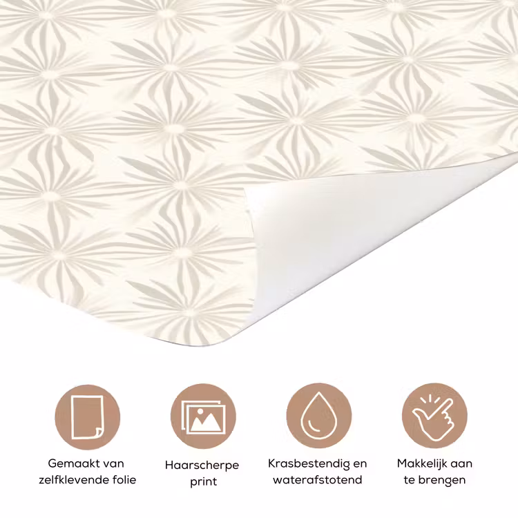 Deursticker - Patroon - Bloemen - Beige — 3