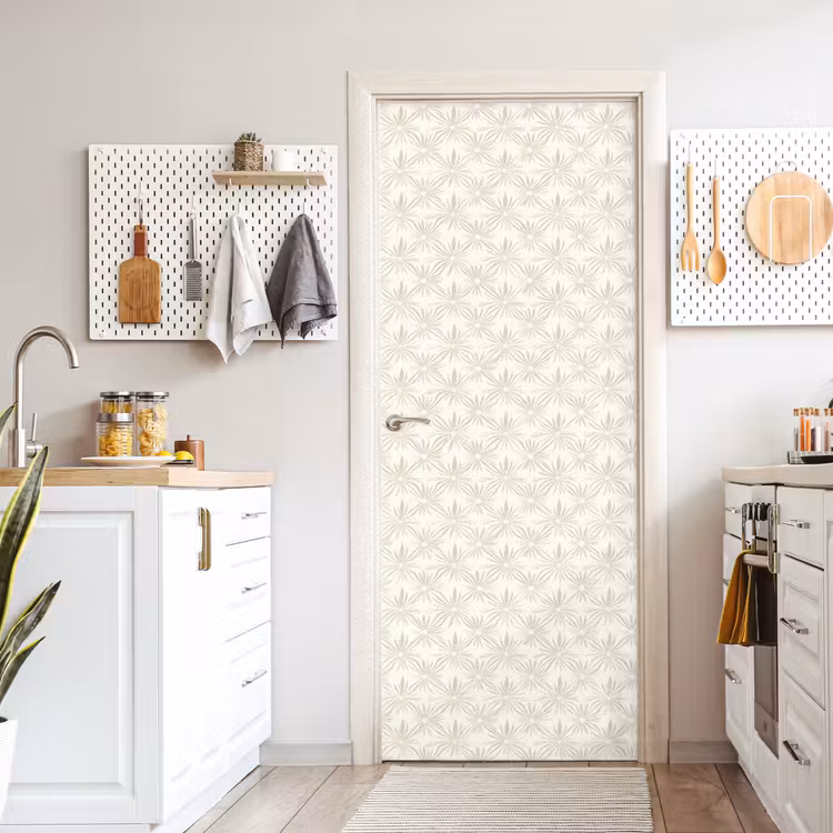 Deursticker - Patroon - Bloemen - Beige — 7