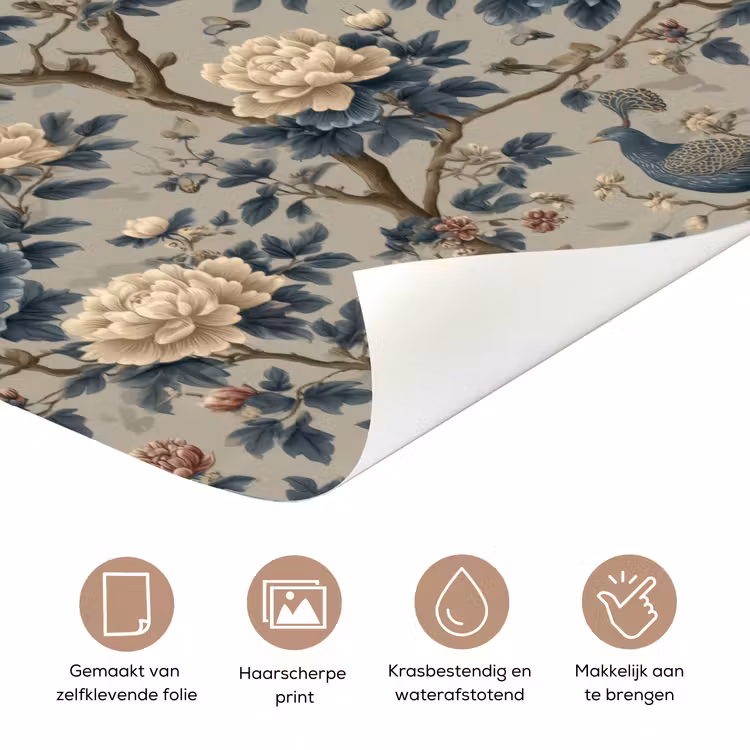 Deursticker - Pauw - Bloemen - Blauw — 3