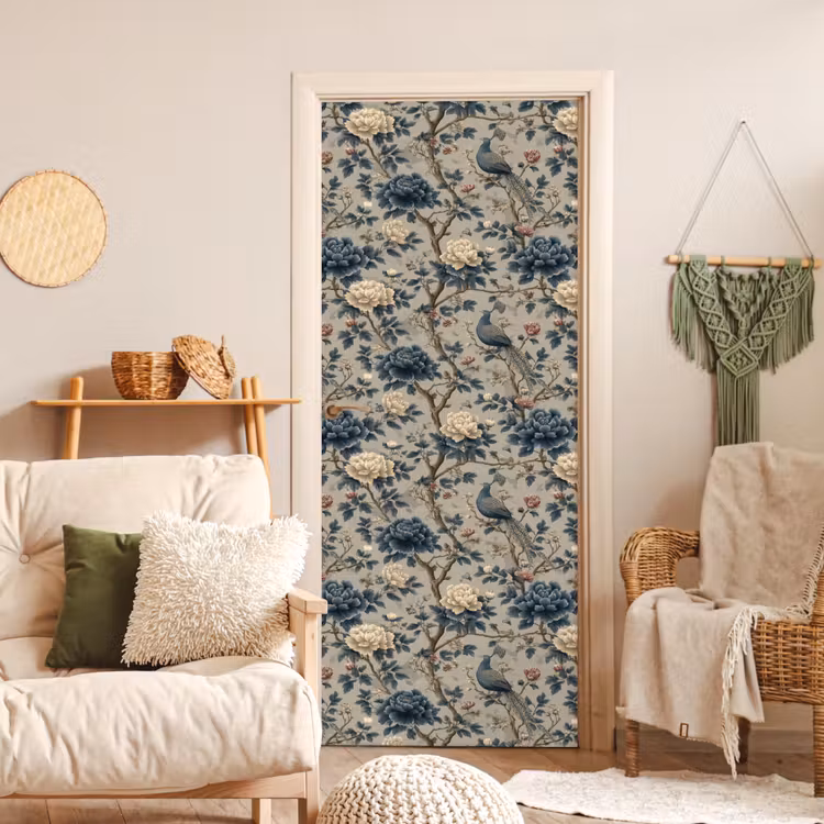Deursticker - Pauw - Bloemen - Blauw — 4