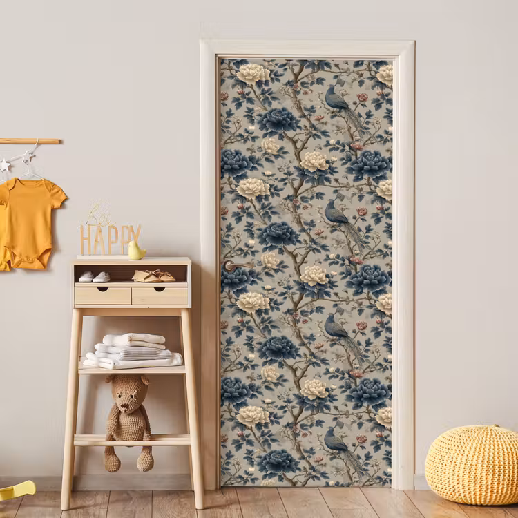 Deursticker - Pauw - Bloemen - Blauw — 6