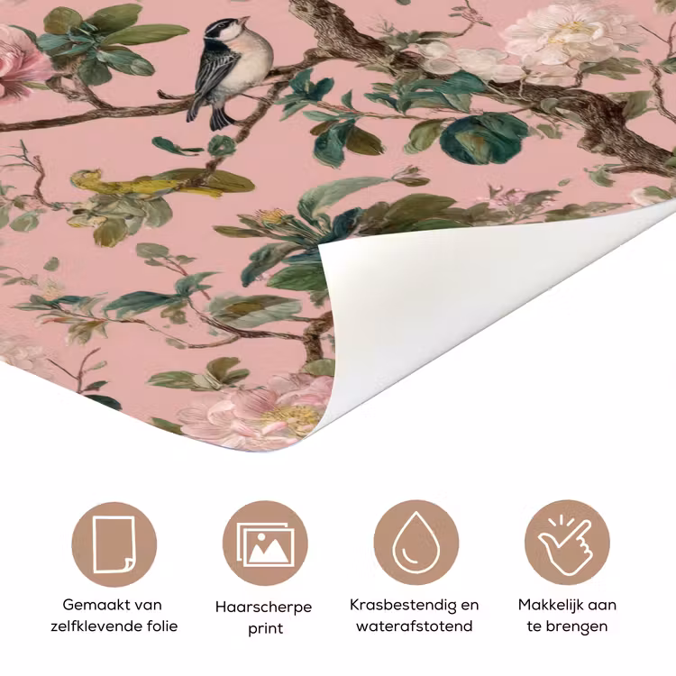 Deursticker - Pioenrozen - Botanisch - Vogel — 3