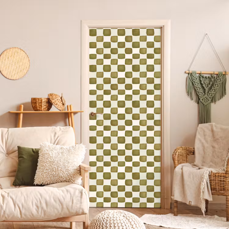 Deursticker - Schaak - Patroon - Groen — 4