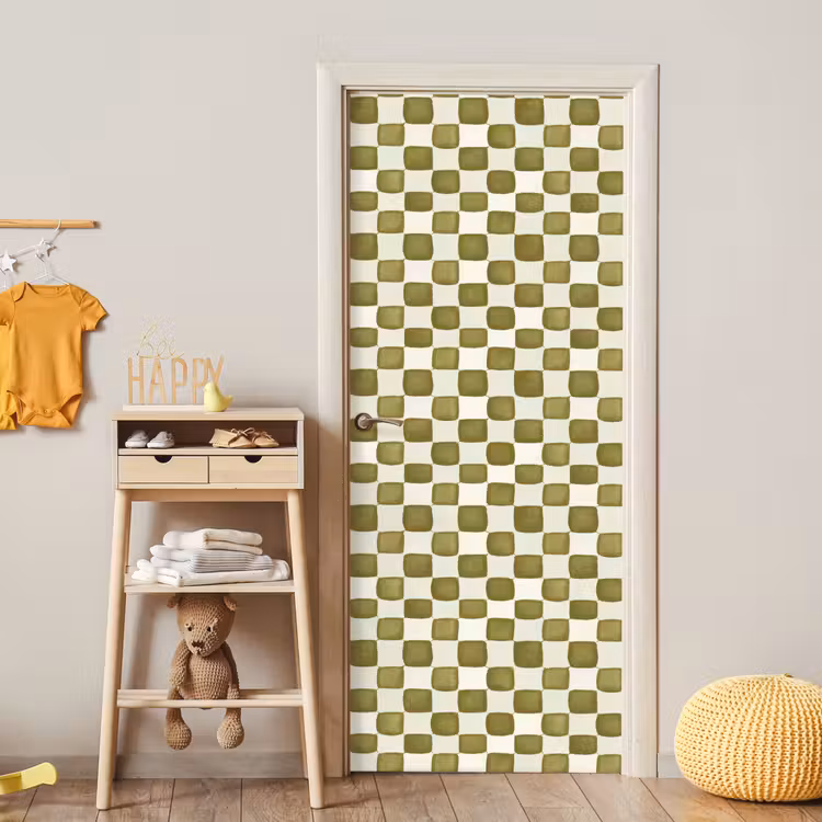 Deursticker - Schaak - Patroon - Groen — 6