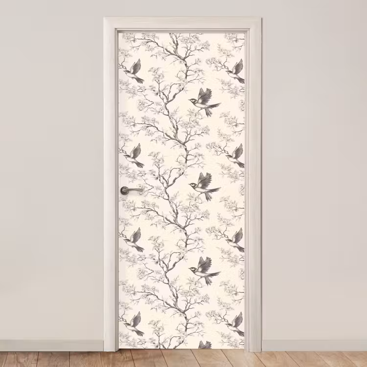 Deursticker - Takken - Vogels - Beige — 1