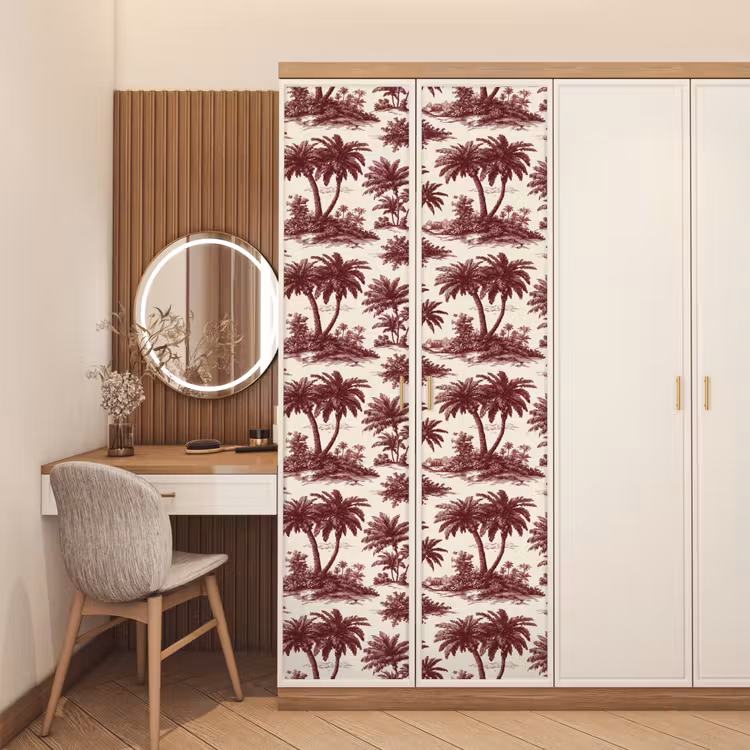 Deursticker - Tropisch - Geometrisch - Bordeauxrood — 5