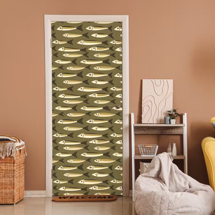 Deursticker - Vis - Patroon - Groen — 2