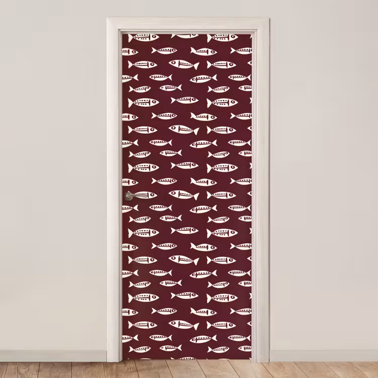 Deursticker - Vissen - Grafisch - Patroon - Donker — 1