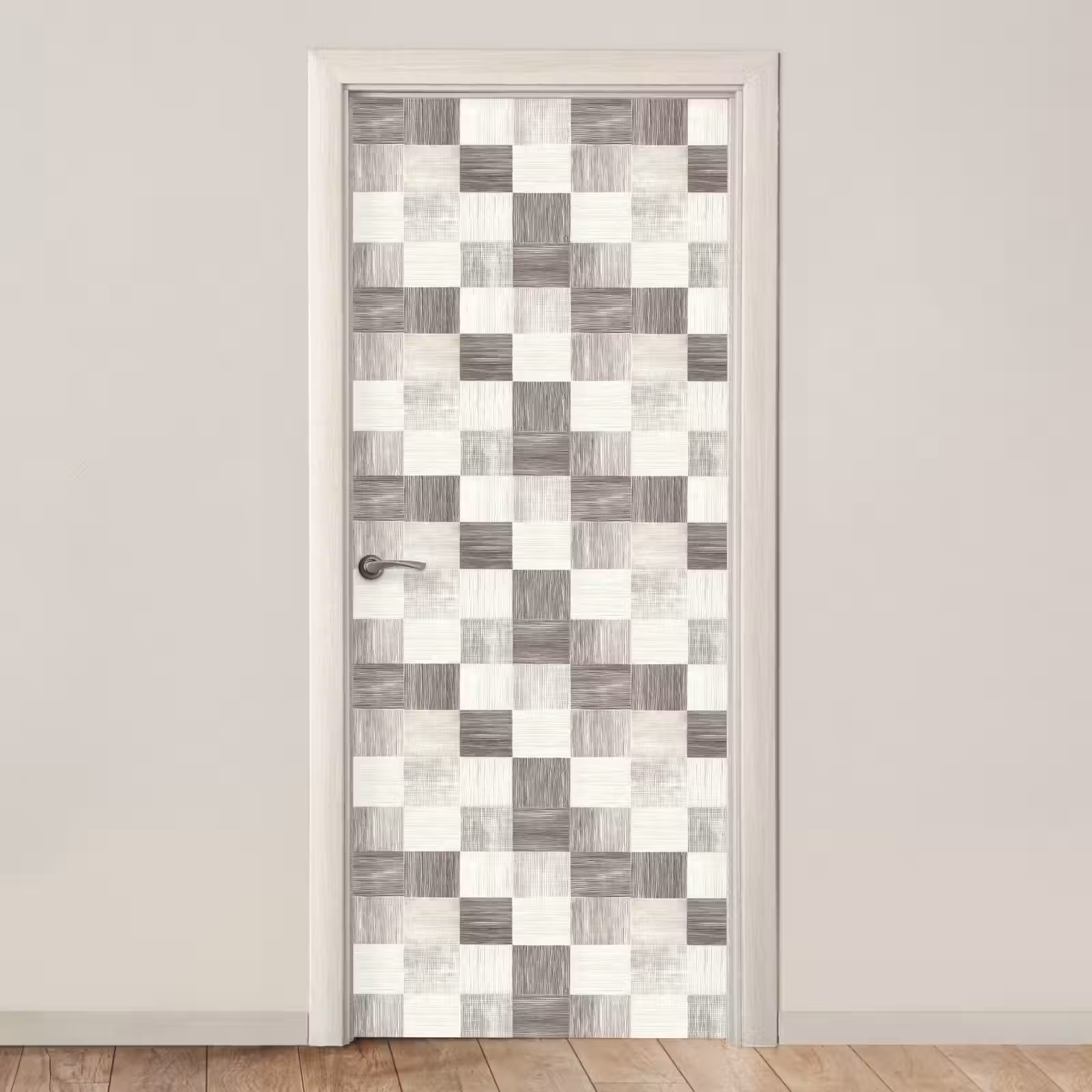 Deursticker - Patroon - Dambord - Houtnerf — 1