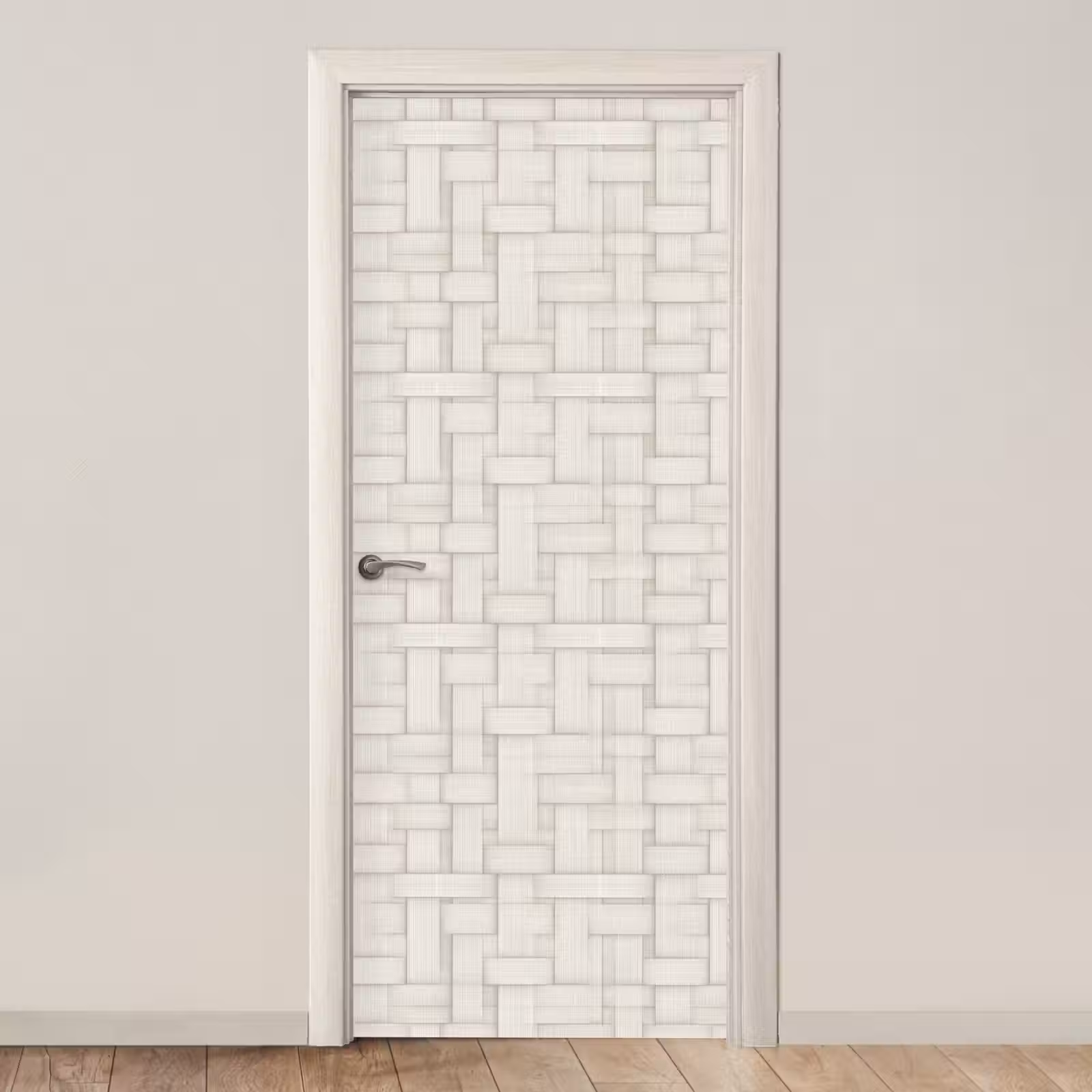 Deursticker - Vlechtwerk - Banen - Beige — 1
