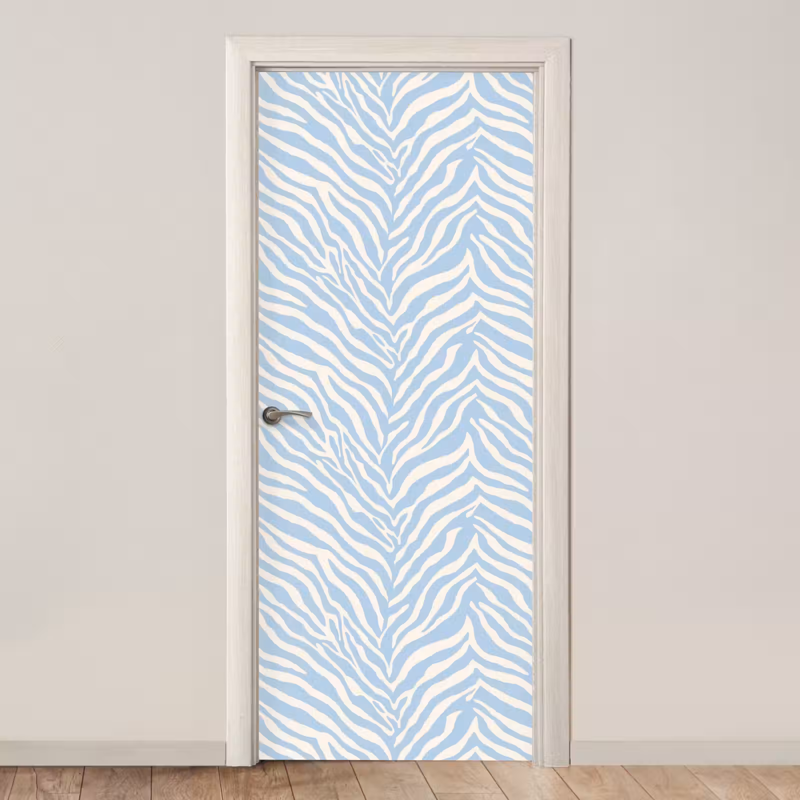 Deursticker - Zebra - Motief - Blauw - Wit — 1