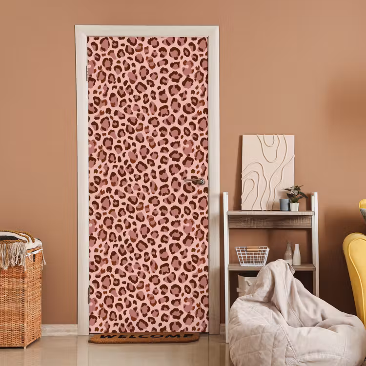 Deursticker - Luipaard - Patroon - Roze — 2