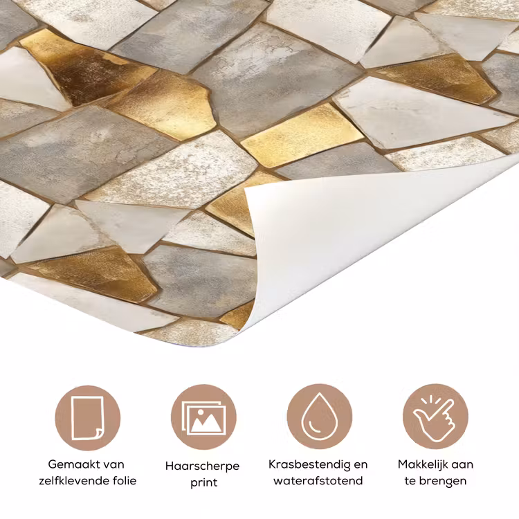 Deursticker - Mozaïek - Marmer - Goud — 3