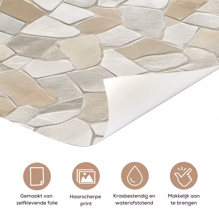 Deursticker - Mozaïek - Stenen - Beige — 3
