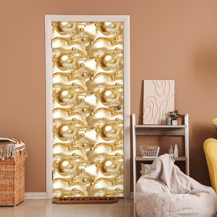 Deursticker - Vloeibaar - Druppels - Goud — 2